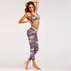 Aktywne spodnie seksowne druk patchwork nogawki kobiety Fitness Ubranie kolorowe joga joga legginsy famale sportowe spodnie