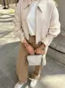 Giacche da donna Bomber beige con cerniera per donna Risvolto Casual con tasche Decor Capispalla 2023 Primavera Antumn Cappotti corti moda sottile J230726