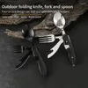 Servies Sets 4 In 1 Reisgereedschap Bestek Demontage Picknick Vork Lepel Cutter Set Outdoor Inklapbare Camping Wandelen Survival Tool