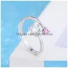 Solitaire Ring Justerbara Sier Rings Crystal Cubic Zirconia Diamond Engagement for Women Mens Par Gift Fashion Jewelry Drop Deliver Dhew3