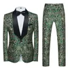 Herenpakken Heren Bloemen Tuxedo Sjaal Revers Enkele Knop Blazer Vest Broek 3 Stuks Set Diner Prom Party Wedding Slim Fit