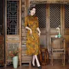 Ethnic Clothing Vintage Mandarin Collar Cheongsam A-line Dress Chinese Style Traditional Women Elegant Qipao Vestidos