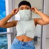 Aktive Shirts Sommer Frauen Casual Weste Yoga Top Mit Maske Einfarbig Leibchen Crop Ärmellose Tank Tops Fitness Sport /2