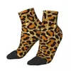 Herrstrumpor guld glitter leopard tryck unisex vinter springa lycklig gata stil galen socka