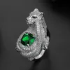 Anneaux de mariage Zlxgirl Mode Femme Déclaration Léopard Forme Animal Bague Vert Zircon Yeux Dubaï Or Couleur Bague couple bijoux Aneis 230726