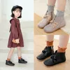 Boots Baby Girls Glitter PU Leather Round Toe Soft Outsole Spring Autumn Short Flat Fashion Dress Shoes For Princess Kids