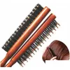 Brosses À Cheveux Professionnel Poils De Sanglier Robe Peigne Fluffy Manche En Bois Brosse Anti Perte En Bois Barber Cuir Chevelu Coiffeur Styling Drop Deli Dh5Kt