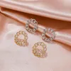 Stud Earrings Gold Color Thick Chain Round Dangle 2023 Trendy For Women Fashion Gift Party Jewelry Shaped Hoop