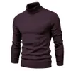 Camisolas masculinas inverno homens gola alta camisola casual cor sólida pulôver quente de alta qualidade magro pescoço manga longa 230725