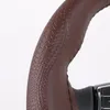 Top Genuine Leather Car Steering Wheel Cover Snake Skin Pattern Cowhide Steering Cover Auto Steering-Wheel Braid Case 38cm253b