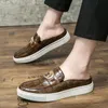 Jurk Schoenen Zomer Britse Stijl Bruine Heren Half Hoge Kwaliteit Slipon Heren Lederen Comfortabele Ademende Loafers 230726