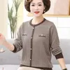 Women's Sweaters Middle-Aged Sweater Pullover Fashion Houndstooth Knitwear T-Shirt 2023 Spring Autumn Thin Knitted Jacket Tops