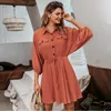 Günlük elbiseler yaz kadın elbise keten kadın vestido uzun kollu mini gevşek