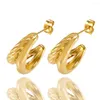 Stud Earrings Circle Twist For Women Girl PVD Gold Plated Stainless Steel Unique Party Daily Wear Jewelry Vintage Gift Wholesale