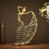 Decorative Objects Figurines Peacock Dancer Figurine Resin Handcarfts Dancing Girl Statue Home Decoration Original Design Andicraft for Office 230725