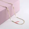 Trendy Pure Gold Jewelry Flat Snake 0.6mm 3mm 18k Real Solid Gold 18k Karat Snake Bone Herringbone Chain Necklace for Women Men