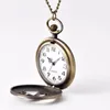 Pocket Watches Fashion Golden Gear Bronze Watch Antique Hollow Greek Numerals Luxury Gift Necklace Chain Pendant