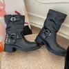 Classic womens chunky boots top luxury designer shoes classic retro knight boots fashion western boots fall fashion week platform shoes new leather casual shoes