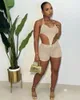 Tute da donna Zoctuo Vacation Set da due pezzi in maglia Halter Crop Top e pantaloncini Sexy Backless Lace Up Outfit Summer Beach Wear Party Club