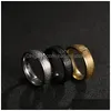 Band Rings Stainless Steel Roman Numeral Ring Gold Black Letter Number Men Women Fashion Jewelry Drop Delivery Dhben