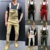 2020 Fashion Retro Design Slim Nero Blu Tuta di jeans Jeans di cotone tagliuzzati Denim Pagliaccetto Jeans Salopette maschile Tuta Jean Pants304J