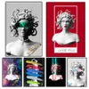 Canvas Painting Abstract Statue Medusa Sculpture Art Prints Greek Goddess Posters Art Wall Picture for Home Living Room Decor w06