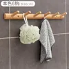 Hooks Bamboo Wood Hook Wall Hanging Bag Earphone Key Towel Anti-rust Shelf Clothes Storage