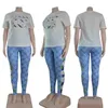 Designer new summer women's T-shirt short-sleeved printed casual sports suit female jogging suit 1XL-5XL