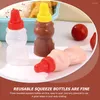 Dinnerware Sets 4 Pcs Mini Squeeze Bottles Sauces Container Lid Condiment Small Sauce Containers Lids