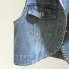 Kvinnors västar vintage ljusblå denim väst kvinnor förlorar kort cowboy maistcoat vår sommar koreansk stor ficka ärmlös jeansjacka