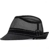 Berets Herrenhut Sommer Atmungsaktive Fedoras Sombreros Millinery Jazz Panama Leinen Mesh Sun Beach Gorras Chapeu