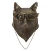 Decorative Objects Figurines Bronzed Resin Animal Head Sculpture With Glasses Wall Mounted Bear Mouse Statue Figurine Hanging Pendant Home Decor 230724