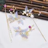 Hårklipp kvinnor Hanfu Pearl Long Tassel Flower Sticks Hårnålar Combs Set Kinesiska stiltillbehör