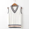 Heren Vesten Trui Vest Heren Dikker V-hals Mouwloos Gebreide Truien Vesten Gestreept Retro Preppy-stijl Eenvoudig Chic Los Casual All-match 230725