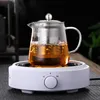 Embossing Hmlove Heat Resistant Glass Teapot with Stainless Steel Tea Strainer Infuser Flower Kettle Kung Fu Teawear Set Puer Oolong Pot