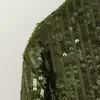 Giacche da donna 2023 Giubbotto bomber con paillettes verde manica lunga girocollo estivo Cappotto con cerniera allentata