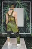 Stage Wear Men Women Style Modern Dance Costume Sexy Bar Nightclub Army Green Jumpsuit Rompers Sleeveless Loose Overalls DJ Show