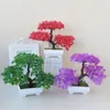 装飾的な花人工プラスチック植物ボンサイスモールツリーポットフェイクホームプラントポットルーム装飾アレンジメントガーデンフラワー