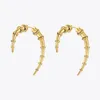 Ohrstecker ENFASHION Gothic Horn Ohrringe Damen Gold Ohrringe Edelstahl Modeschmuck Hohl Anhänger Bedruckte Perlen E211311 230725