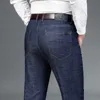 Comfort Stretch Summer Men's Prosty cienki szczupły dżinsy biznesowe Casual Classic Denim Spodni 211009 L230726
