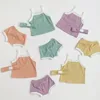 Kleidung Sets 2023 Koreanische Sommer Baby Mädchen 2PCS Kleidung Set Sling Baumwolle Weste Top Solide Shorts Anzug Infant Mädchen cusual Outfits