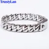 Bangle 12MM Curb Chain On Hand Jewellery Polished Brushed 316L Stainless Steel Man Bracelet For Men Classic Men's Bracelets Male Strap 230726