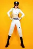 Wear White Fringe Fringe Epaulet Pantalon de veste courte chapeau Hip Hop Performance Costume Femme Jazz Dance Team Drummer Army Uniform