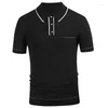 Polos Polos Fashion dzianin Solid Stripe Polo Shirt krótkie rękawowe kołnierzyki Slim Tees koszule Spring Summer Męs