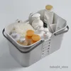 Storage Baskets Portable Bath Basket Bathroom Shower Storage Plastic Bath Storage Baskets Organizer with Handle for College Dorm Bathroom