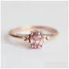 Cluster Ringen Kubieke Zirkoon Edelsteen Ring Rose Goud Vrouwen Sieraden Gift Drop Levering Dhdry