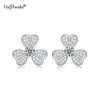 Stud Earrings Aesthetic 3 Leafs 0.5ct Diamond Moissanite Jewelry Piercing Ear 925 Sterling Silver For Women Wedding Engagement