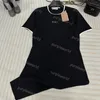 Vestido feminino de tricô verão moda estilista casual saia estampada meninas manga curta vestido roupas