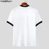 Mannen T-shirts INCERUN Tops 2023 Koreaanse Stijl Mode Zwart Wit Contrast Panda Printing Camiseta Casual Korte Mouw T-shirts S-5XL