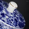 Storage Bottles Creative Ceramic Blue And White Tea Pot Sealed Household Large-capacity Candy Coffee Bean Container